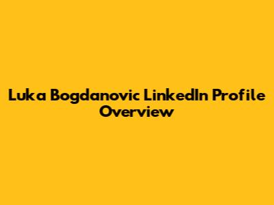 Luka Bogdanovic LinkedIn Profile Overview