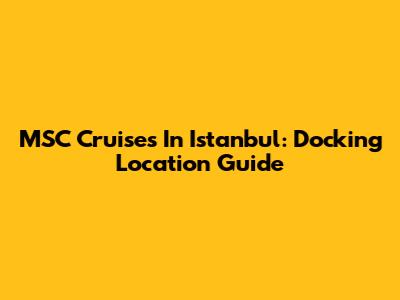 MSC Cruises In Istanbul: Docking Location Guide