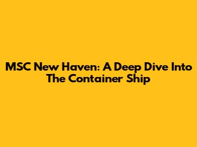 MSC New Haven: A Deep Dive Into The Container Ship