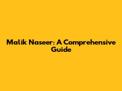 Malik Naseer: A Comprehensive Guide