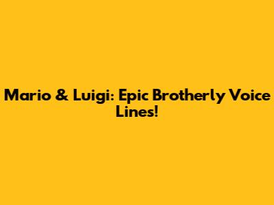 Mario & Luigi: Epic Brotherly Voice Lines!