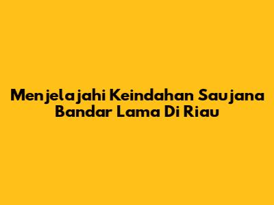 Menjelajahi Keindahan Saujana Bandar Lama Di Riau