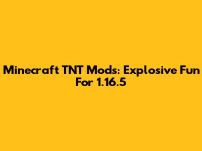 Minecraft TNT Mods: Explosive Fun For 1.16.5
