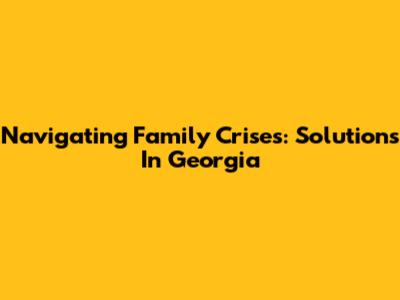 Navigating Family Crises: Solutions In Georgia
