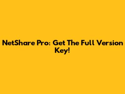 NetShare Pro: Get The Full Version Key!
