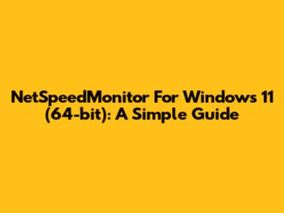 NetSpeedMonitor For Windows 11 (64-bit): A Simple Guide