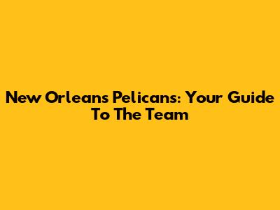 New Orleans Pelicans: Your Guide To The Team