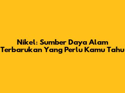 Nikel: Sumber Daya Alam Terbarukan Yang Perlu Kamu Tahu