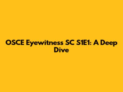 OSCE Eyewitness SC S1E1: A Deep Dive