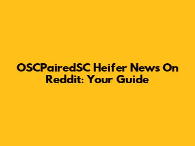 OSCPairedSC Heifer News On Reddit: Your Guide