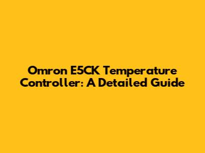 Omron E5CK Temperature Controller: A Detailed Guide