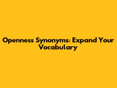 Openness Synonyms: Expand Your Vocabulary