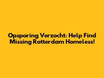 Opsporing Verzocht: Help Find Missing Rotterdam Homeless!