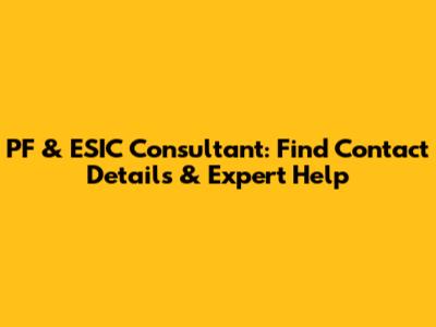 PF & ESIC Consultant: Find Contact Details & Expert Help