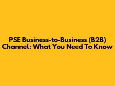 PSE Business-to-Business (B2B) Channel: What You Need To Know