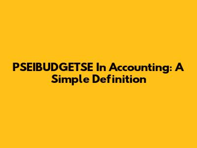 PSEIBUDGETSE In Accounting: A Simple Definition