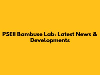 PSEII Bambuse Lab: Latest News & Developments