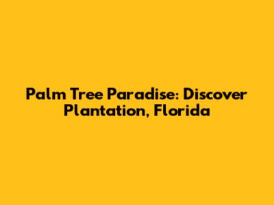 Palm Tree Paradise: Discover Plantation, Florida