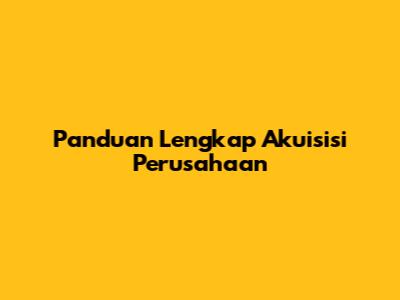 Panduan Lengkap Akuisisi Perusahaan