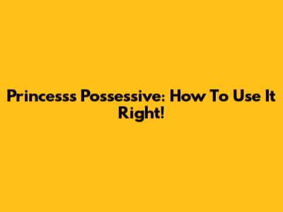 Princess's Possessive: How To Use It Right!