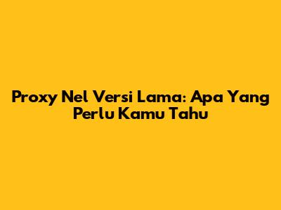 Proxy Nel Versi Lama: Apa Yang Perlu Kamu Tahu