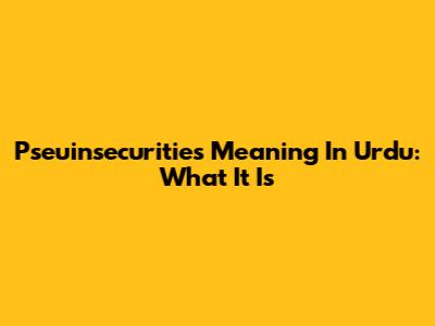 Pseuinsecurities Meaning In Urdu: What It Is