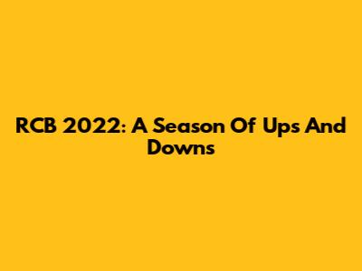 RCB 2022: A Season Of Ups And Downs