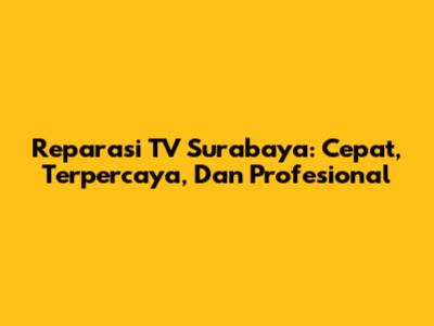 Reparasi TV Surabaya: Cepat, Terpercaya, Dan Profesional