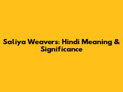 Saliya Weavers: Hindi Meaning & Significance