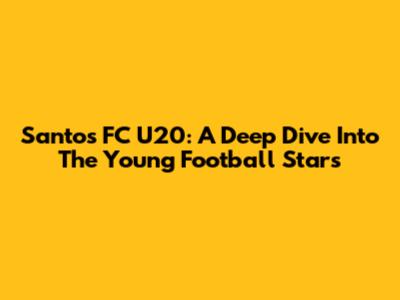 Santos FC U20: A Deep Dive Into The Young Football Stars