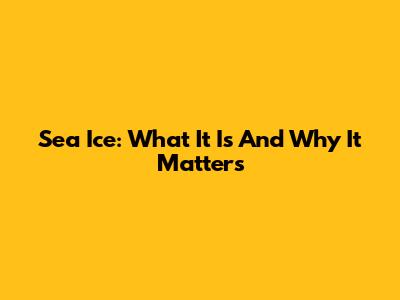 Sea Ice: What It Is And Why It Matters