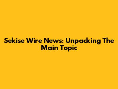 Sekise Wire News: Unpacking The Main Topic