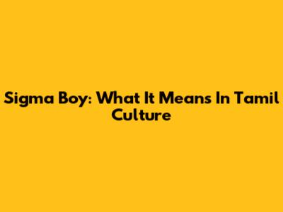 Sigma Boy: What It Means In Tamil Culture