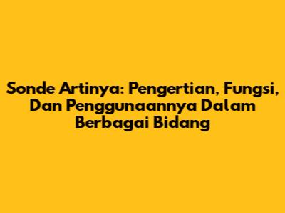 Sonde Artinya: Pengertian, Fungsi, Dan Penggunaannya Dalam Berbagai Bidang