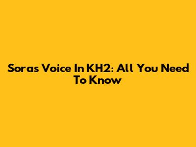 Sora's Voice In KH2: All You Need To Know