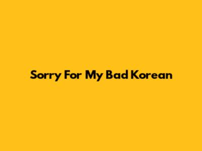 Sorry For My Bad Korean