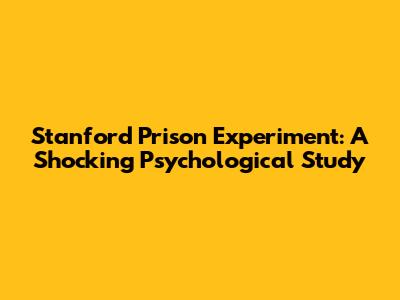 Stanford Prison Experiment: A Shocking Psychological Study