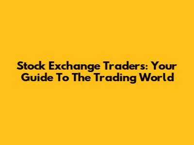 Stock Exchange Traders: Your Guide To The Trading World