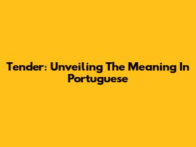 Tender: Unveiling The Meaning In Portuguese