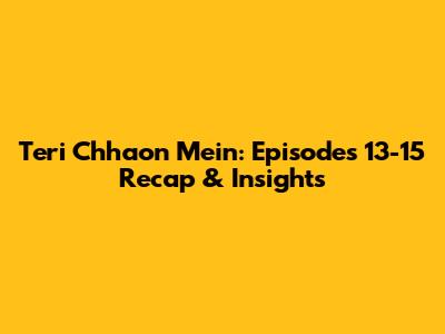 Teri Chhaon Mein: Episodes 13-15 Recap & Insights