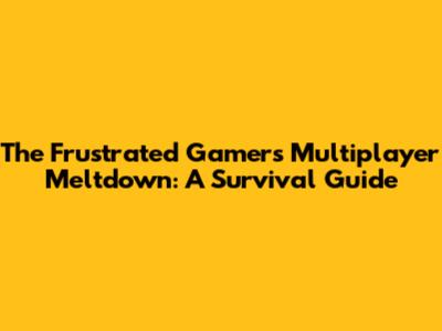 The Frustrated Gamer's Multiplayer Meltdown: A Survival Guide