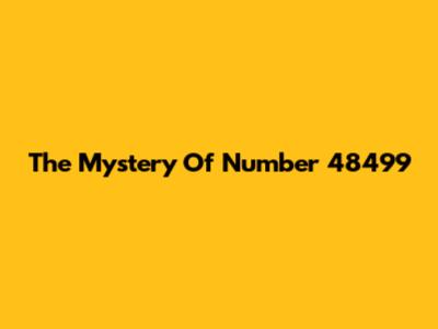 The Mystery Of Number 48499