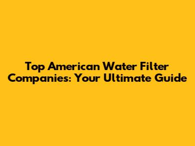 Top American Water Filter Companies: Your Ultimate Guide