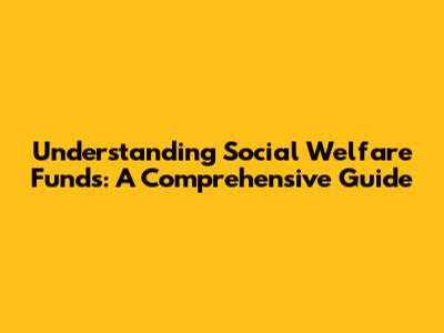 Understanding Social Welfare Funds: A Comprehensive Guide