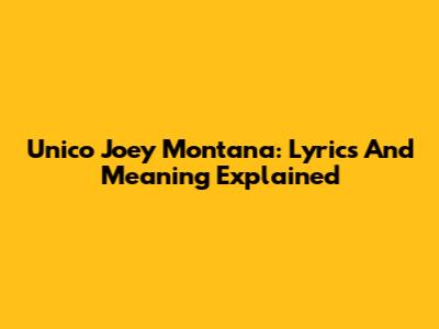 Unico Joey Montana: Lyrics And Meaning Explained