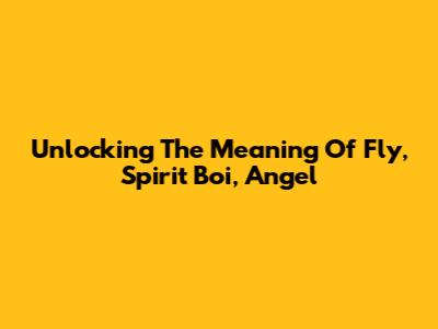 Unlocking The Meaning Of Fly, Spirit Boi, Angel