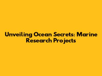 Unveiling Ocean Secrets: Marine Research Projects