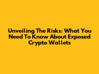 Unveiling The Risks: What You Need To Know About Exposed Crypto Wallets