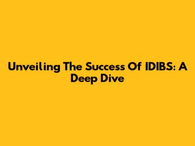 Unveiling The Success Of IDIBS: A Deep Dive
