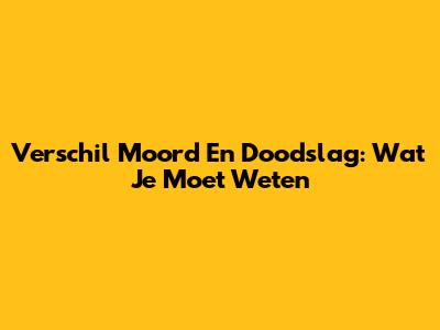 Verschil Moord En Doodslag: Wat Je Moet Weten